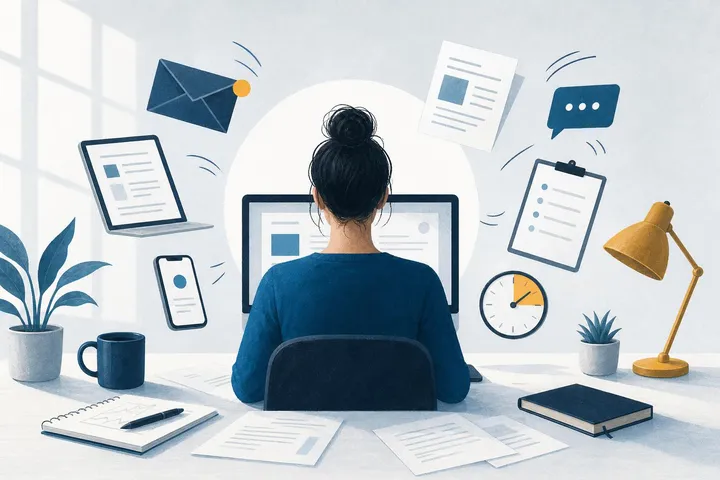 Illustratie bij: 5 gevaren van multitasken en 7 tips om beter te focussen