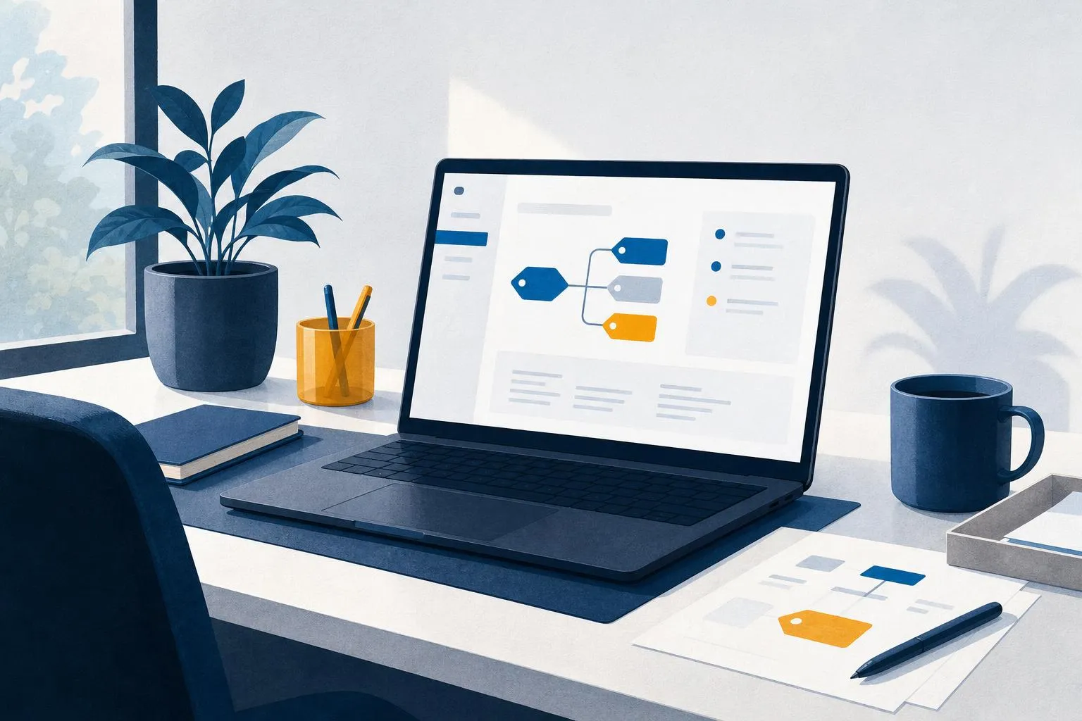 Illustratie: Tag-manager op de werkplek